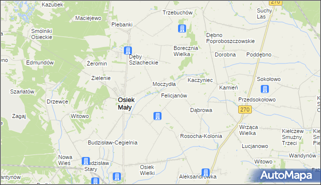 mapa Felicjanów gmina Osiek Mały, Felicjanów gmina Osiek Mały na mapie Targeo