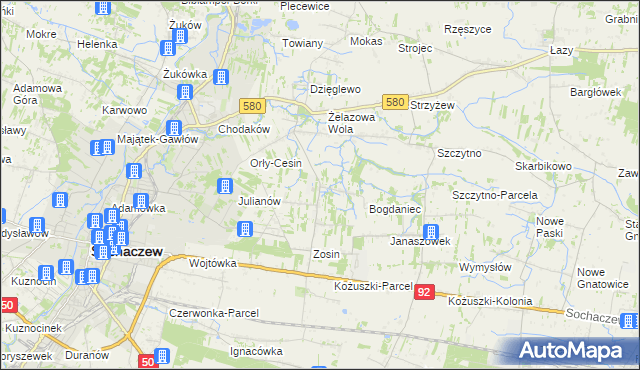 mapa Feliksów gmina Sochaczew, Feliksów gmina Sochaczew na mapie Targeo
