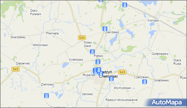 mapa Fijewo gmina Radzyń Chełmiński, Fijewo gmina Radzyń Chełmiński na mapie Targeo