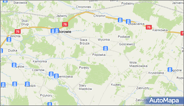 mapa Filipówka gmina Borowie, Filipówka gmina Borowie na mapie Targeo