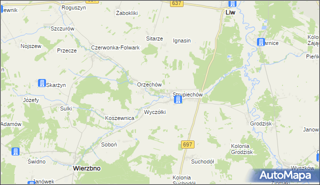 mapa Filipy gmina Wierzbno, Filipy gmina Wierzbno na mapie Targeo