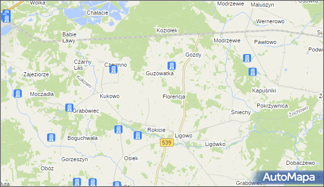 mapa Florencja gmina Mochowo, Florencja gmina Mochowo na mapie Targeo