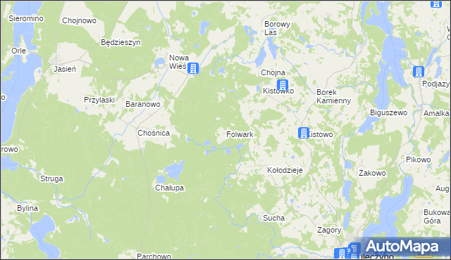 mapa Folwark gmina Parchowo, Folwark gmina Parchowo na mapie Targeo