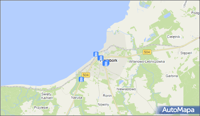 mapa Frombork, Frombork na mapie Targeo