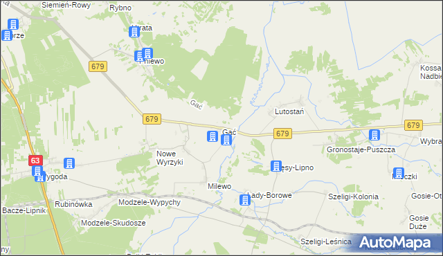 mapa Gać gmina Łomża, Gać gmina Łomża na mapie Targeo