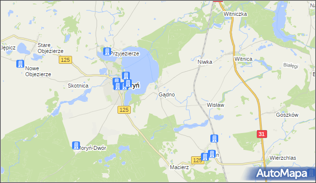 mapa Gądno, Gądno na mapie Targeo