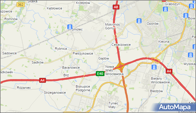 mapa Gądów, Gądów na mapie Targeo