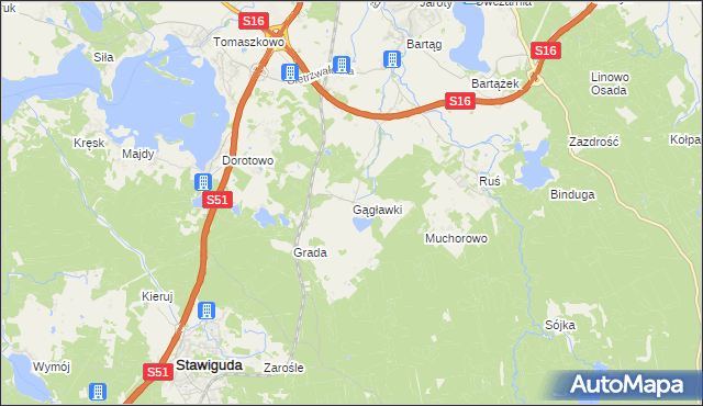 mapa Gągławki, Gągławki na mapie Targeo