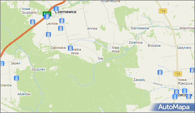 mapa Gaj gmina Czerniewice, Gaj gmina Czerniewice na mapie Targeo