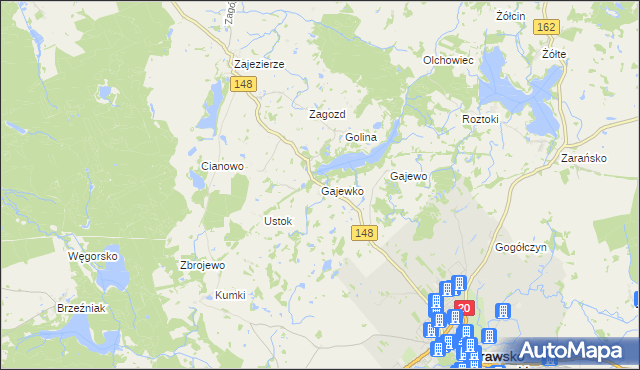 mapa Gajewko, Gajewko na mapie Targeo