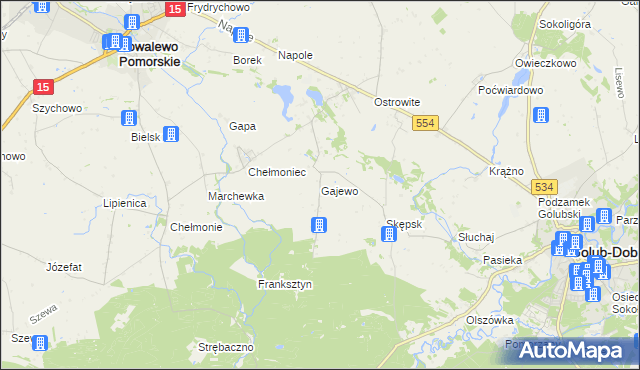 mapa Gajewo gmina Golub-Dobrzyń, Gajewo gmina Golub-Dobrzyń na mapie Targeo