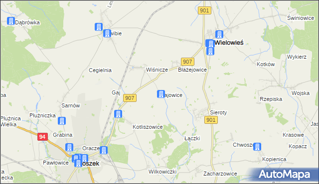 mapa Gajowice, Gajowice na mapie Targeo