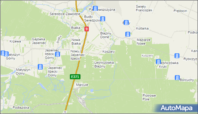 mapa Gajówka Maziarze k/Koszary, Gajówka Maziarze k/Koszary na mapie Targeo