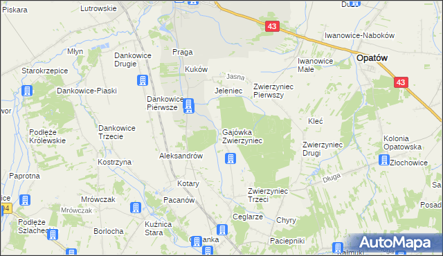 mapa Gajówka Zwierzyniec, Gajówka Zwierzyniec na mapie Targeo