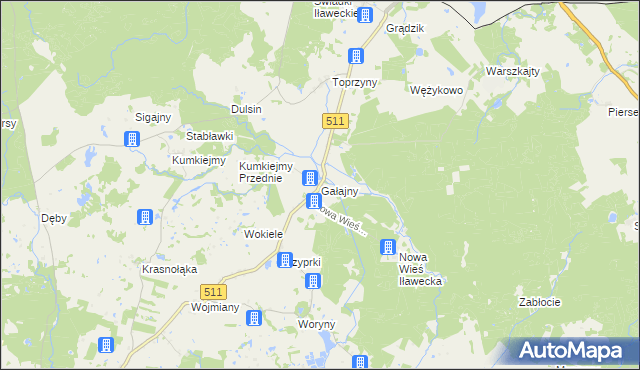 mapa Gałajny, Gałajny na mapie Targeo