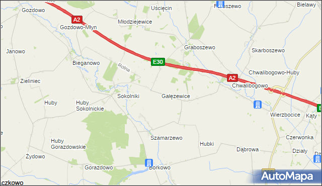 mapa Gałęzewice, Gałęzewice na mapie Targeo