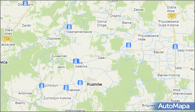 mapa Gałki gmina Rusinów, Gałki gmina Rusinów na mapie Targeo