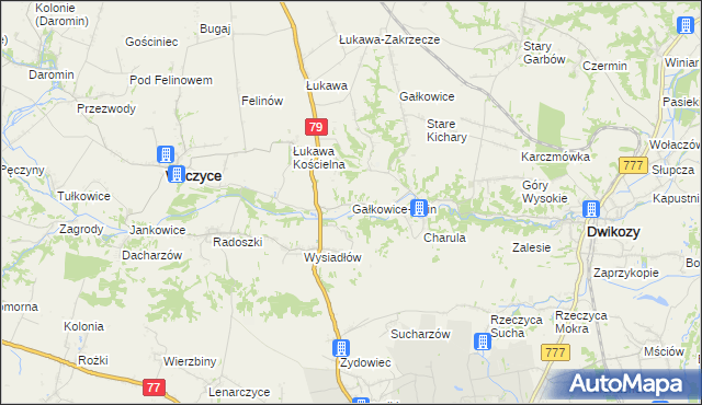 mapa Gałkowice-Ocin, Gałkowice-Ocin na mapie Targeo