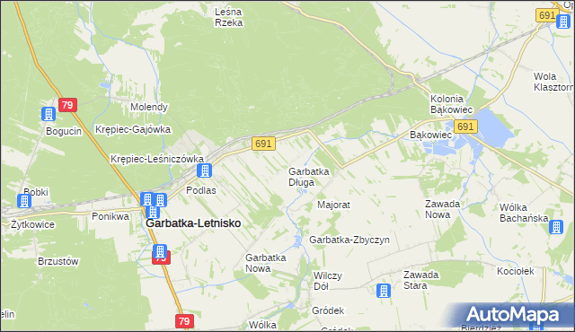 mapa Garbatka Długa, Garbatka Długa na mapie Targeo
