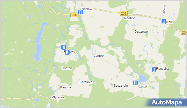 mapa Garbno gmina Polanów, Garbno gmina Polanów na mapie Targeo