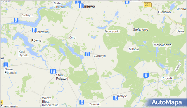 mapa Garczyn gmina Liniewo, Garczyn gmina Liniewo na mapie Targeo