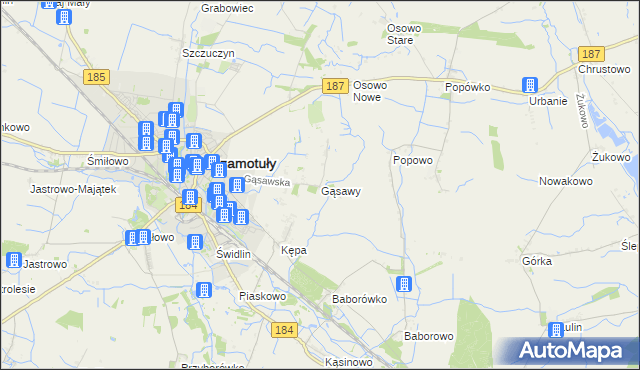 mapa Gąsawy, Gąsawy na mapie Targeo