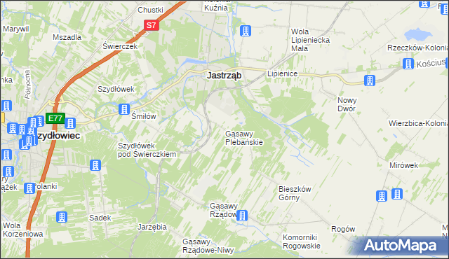 mapa Gąsawy Plebańskie, Gąsawy Plebańskie na mapie Targeo