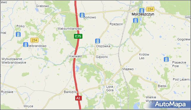 mapa Gąsiorki, Gąsiorki na mapie Targeo