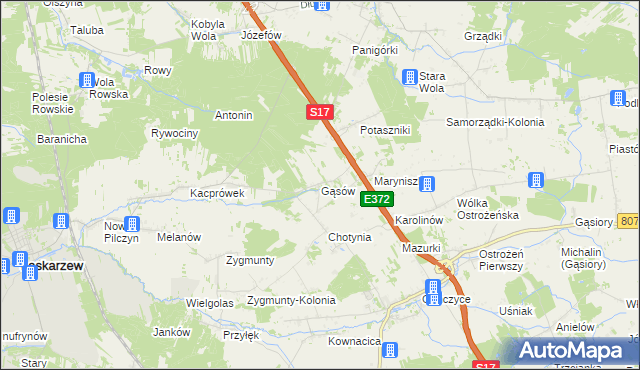 mapa Gąsów, Gąsów na mapie Targeo