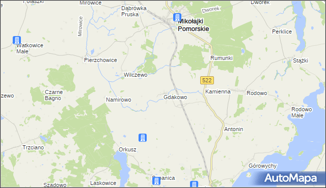 mapa Gdakowo, Gdakowo na mapie Targeo