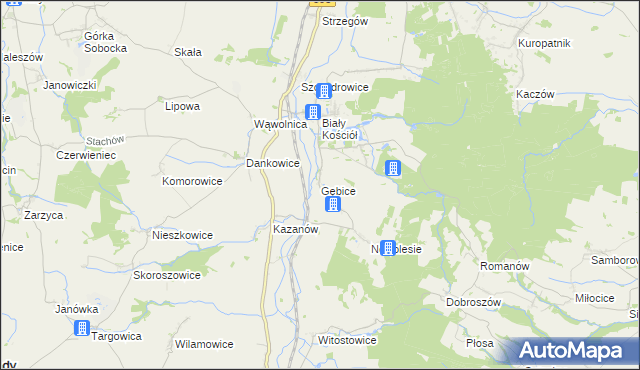 mapa Gębice gmina Strzelin, Gębice gmina Strzelin na mapie Targeo