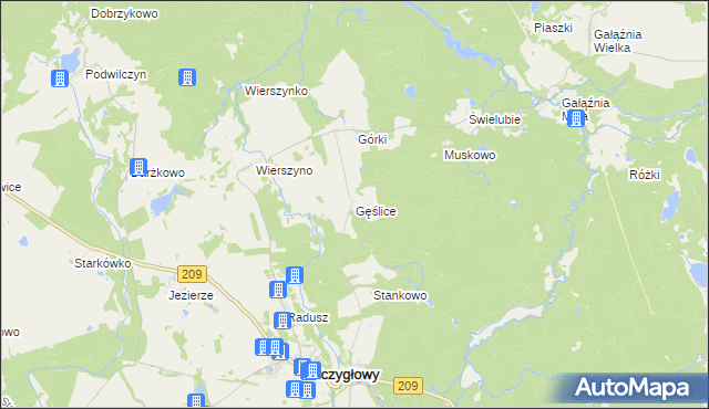 mapa Gęślice, Gęślice na mapie Targeo