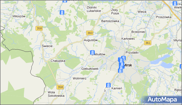 mapa Giebułtów gmina Mirsk, Giebułtów gmina Mirsk na mapie Targeo