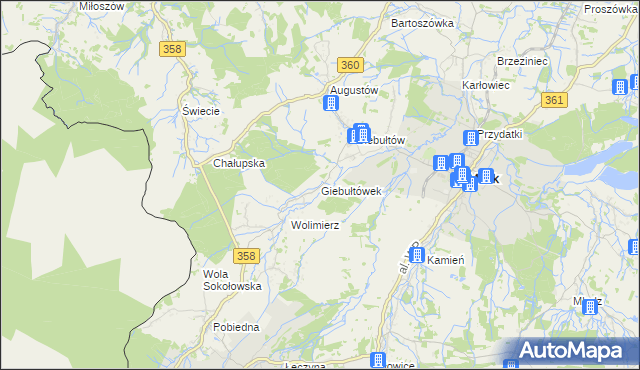 mapa Giebułtówek, Giebułtówek na mapie Targeo