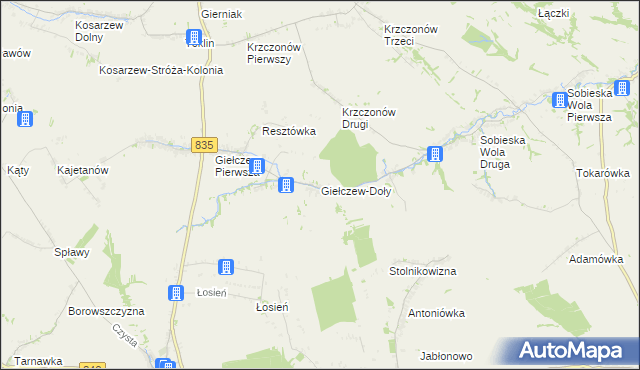 mapa Giełczew-Doły, Giełczew-Doły na mapie Targeo