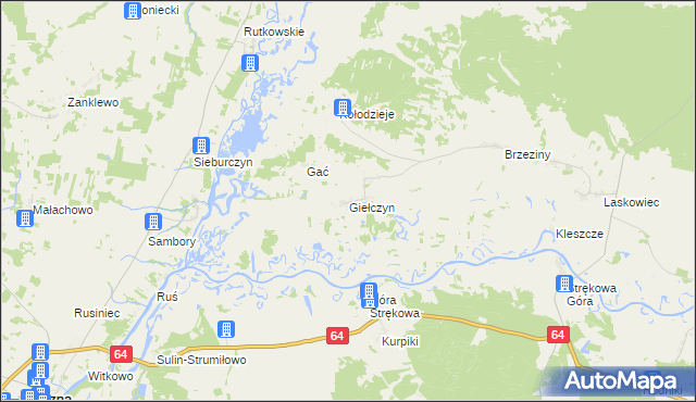 mapa Giełczyn gmina Trzcianne, Giełczyn gmina Trzcianne na mapie Targeo