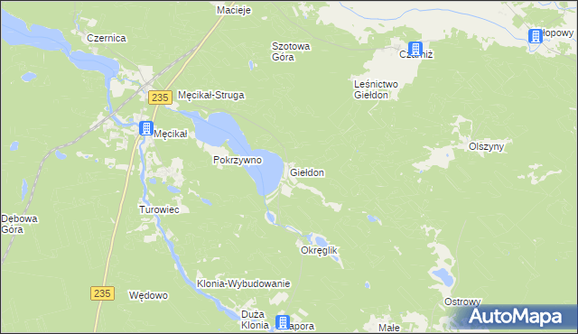 mapa Giełdon, Giełdon na mapie Targeo