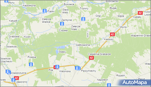 mapa Giętkowizna, Giętkowizna na mapie Targeo