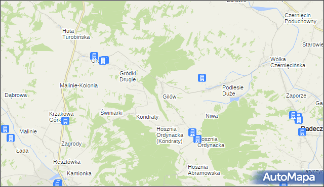 mapa Gilów gmina Goraj, Gilów gmina Goraj na mapie Targeo