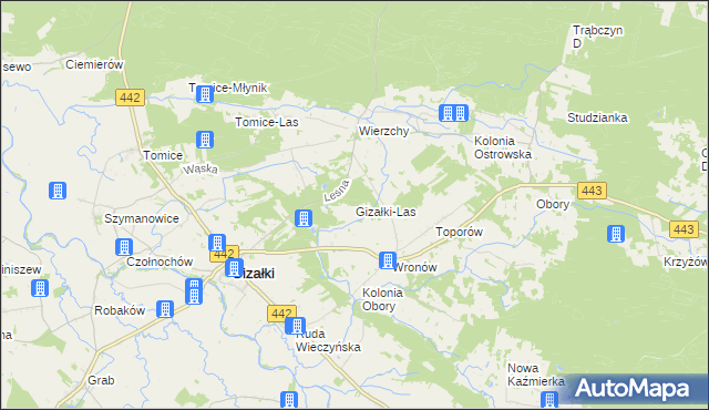 mapa Gizałki-Las, Gizałki-Las na mapie Targeo