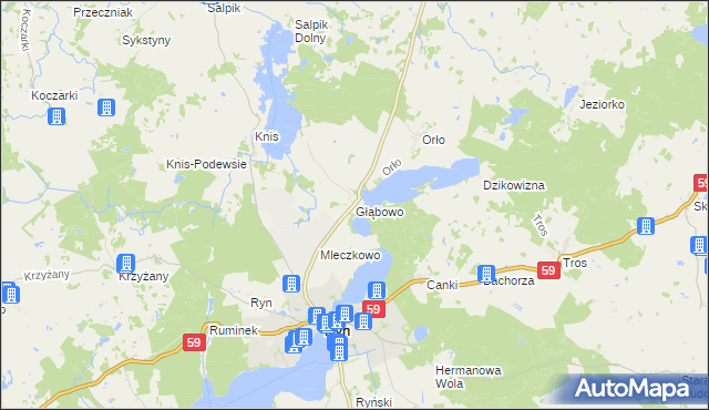 mapa Głąbowo, Głąbowo na mapie Targeo