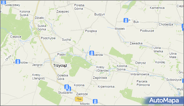 mapa Glanów, Glanów na mapie Targeo