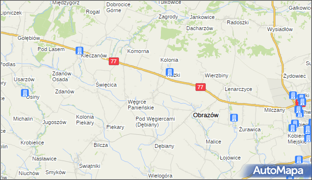 mapa Głazów gmina Obrazów, Głazów gmina Obrazów na mapie Targeo