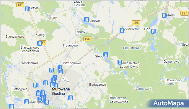 mapa Głębocko gmina Murowana Goślina, Głębocko gmina Murowana Goślina na mapie Targeo