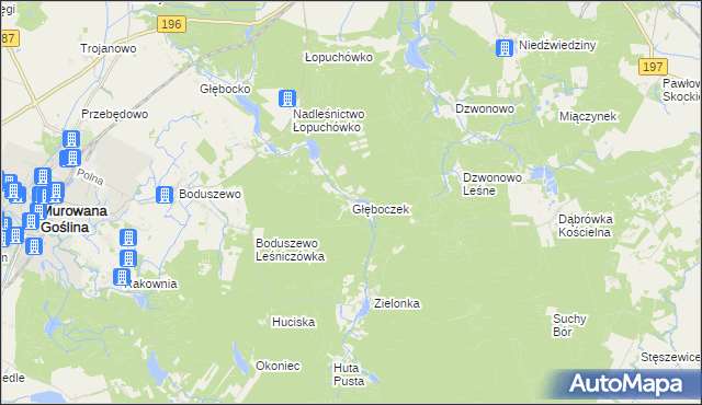 mapa Głęboczek gmina Murowana Goślina, Głęboczek gmina Murowana Goślina na mapie Targeo