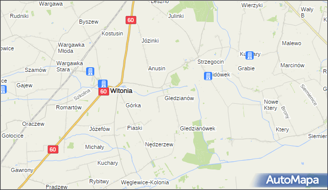 mapa Gledzianów, Gledzianów na mapie Targeo