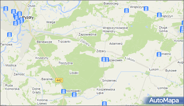 mapa Glinianki gmina Pyzdry, Glinianki gmina Pyzdry na mapie Targeo