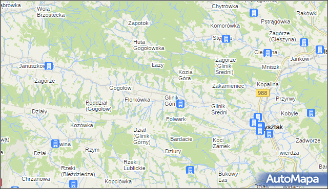 mapa Glinik Górny, Glinik Górny na mapie Targeo