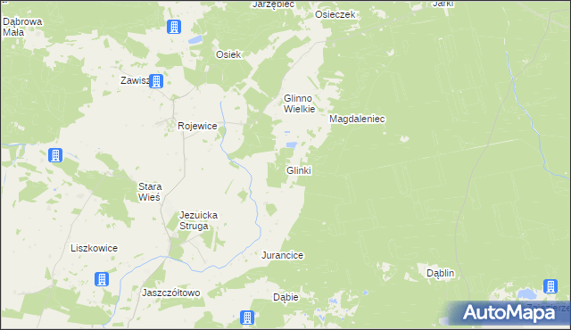 mapa Glinki gmina Rojewo, Glinki gmina Rojewo na mapie Targeo