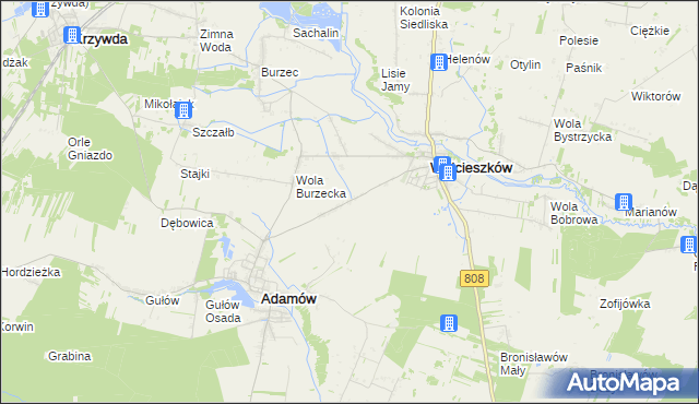mapa Glinne gmina Wojcieszków, Glinne gmina Wojcieszków na mapie Targeo